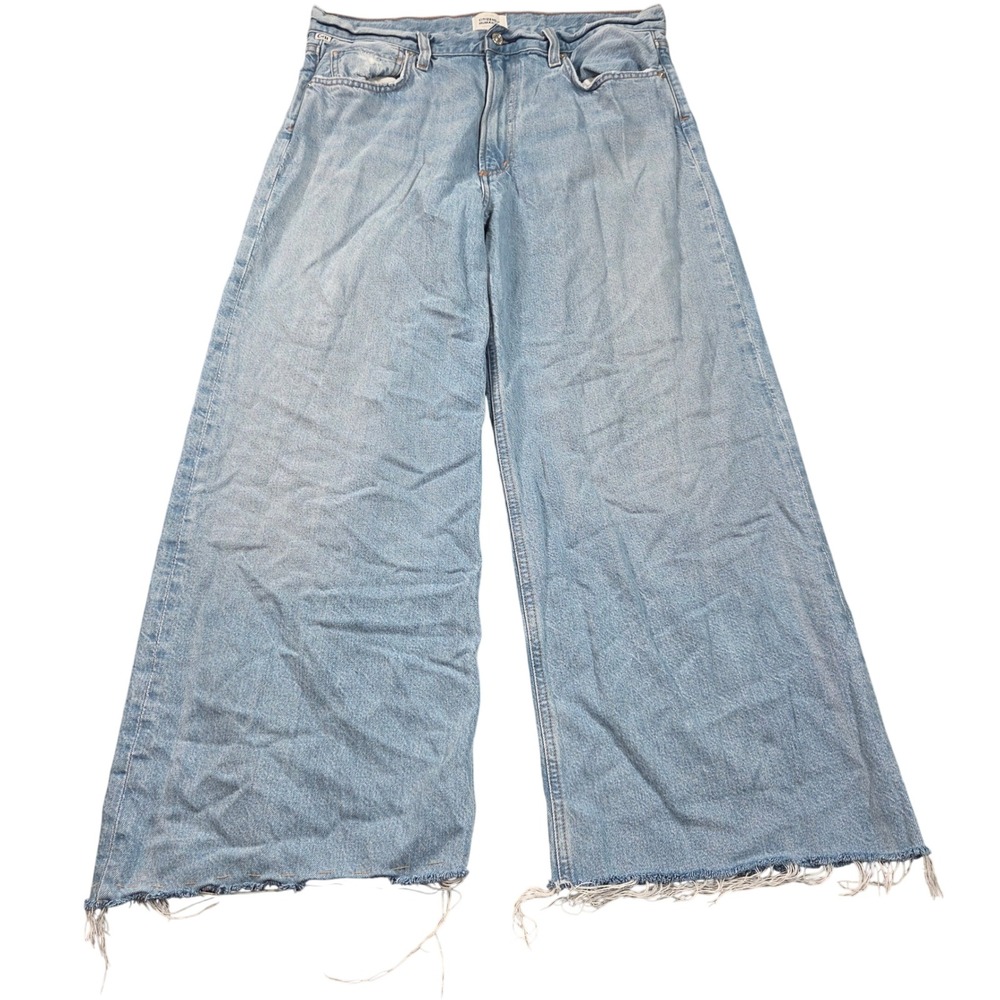 Citizens of Humanity Paloma Wide Leg Jeans Womens 30 Blue Light Wash Raw Hem